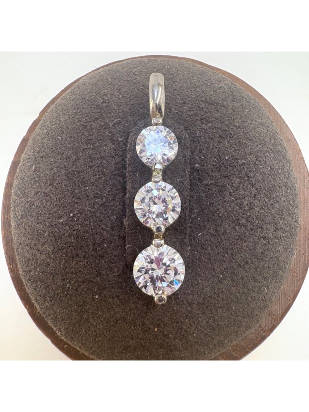 Cubic Zirconia Drop Pendant Sterling Silver 925 Size 1" Length